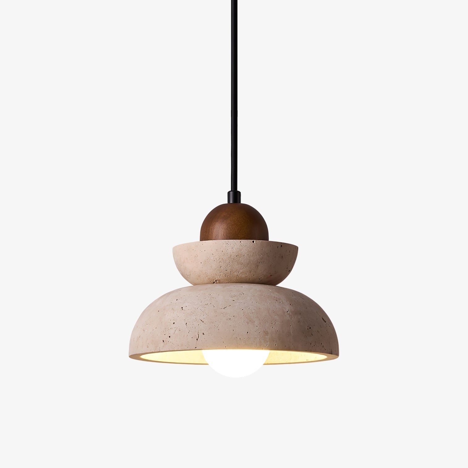 Yellow Travertine Tiered Bell Pendant Light For Warm Ambiance