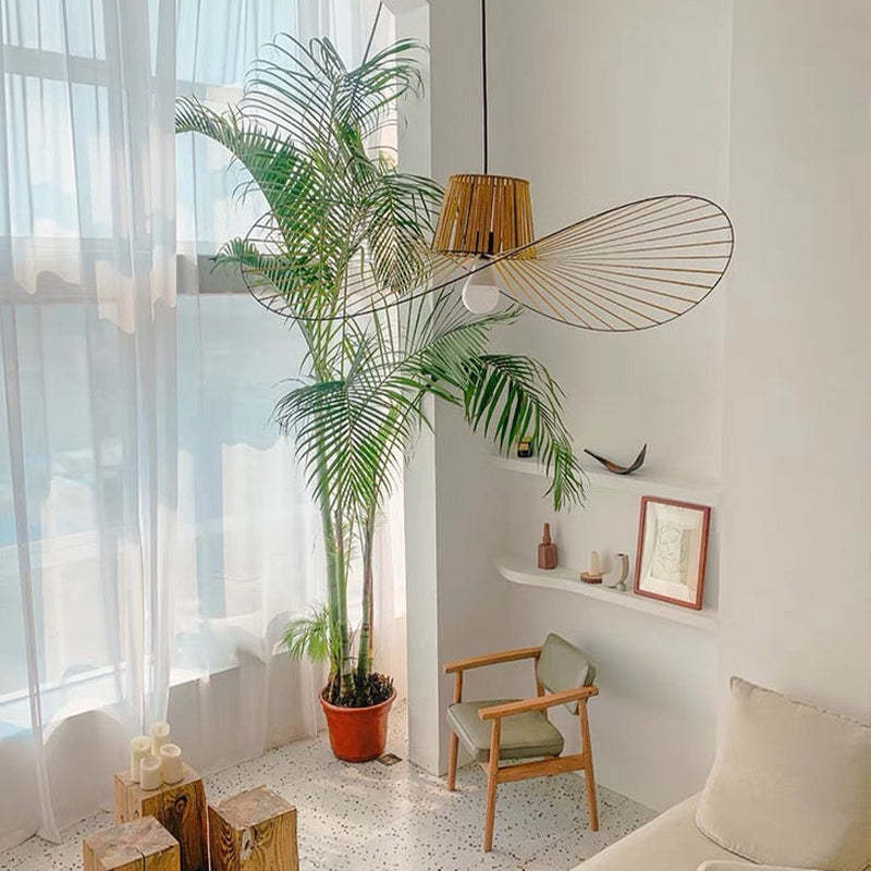 Warm Ambient Glow Floral Fabric Pendant Light