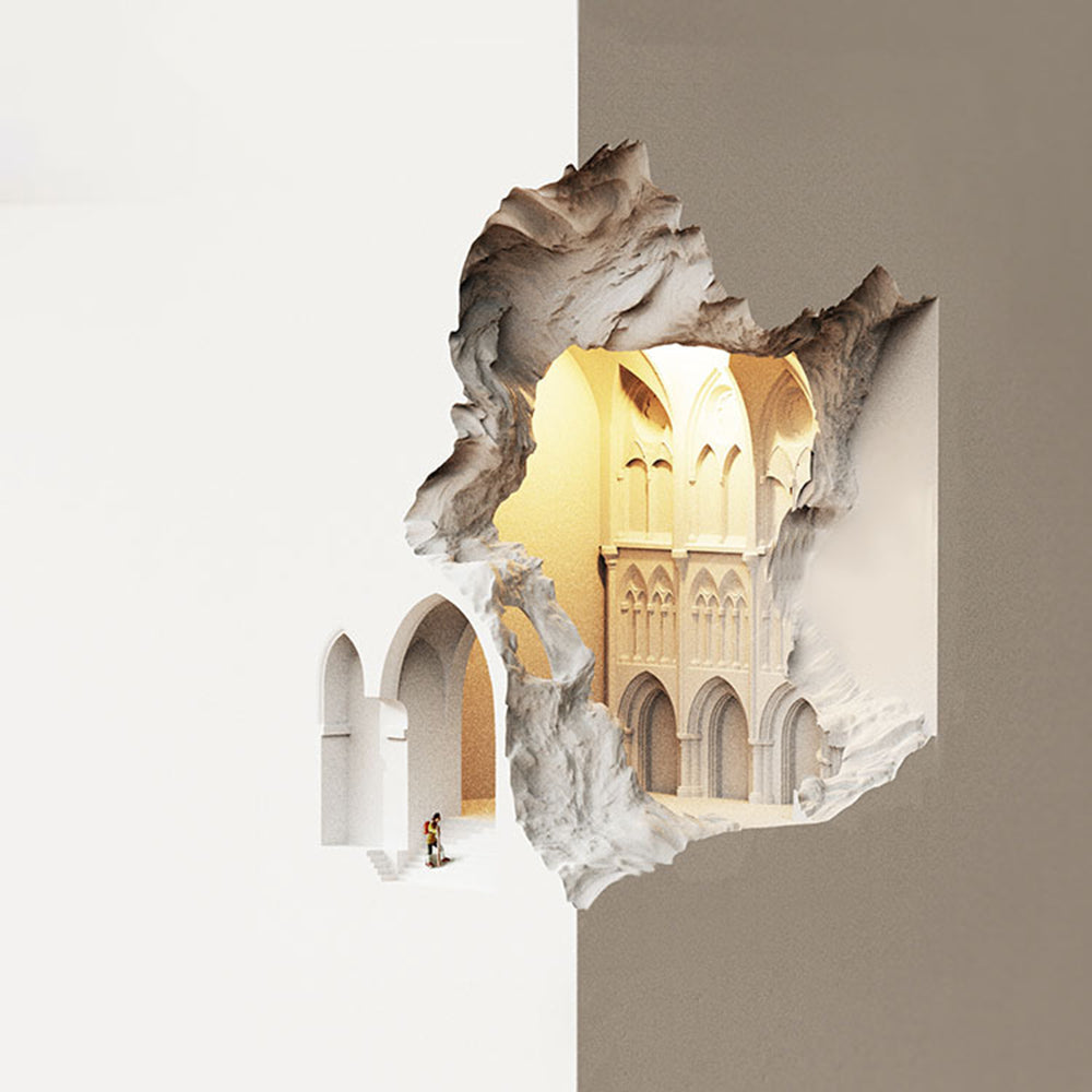 White Finish LED Flush Mount Wall Light Art Deco Plaster