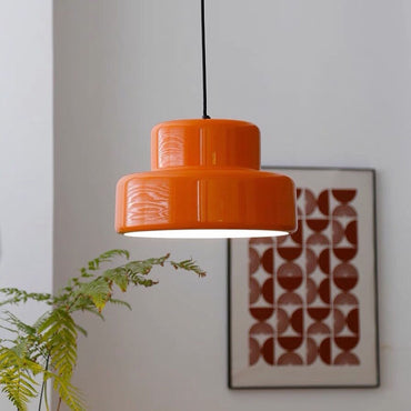 Vintage Durable Metal Pendant Light For Dining Orange