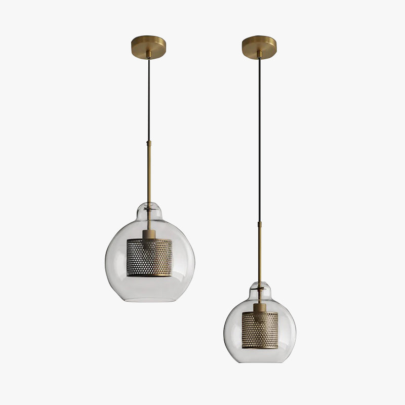 Pendant Light Glass Shade With Soft Glow Gold