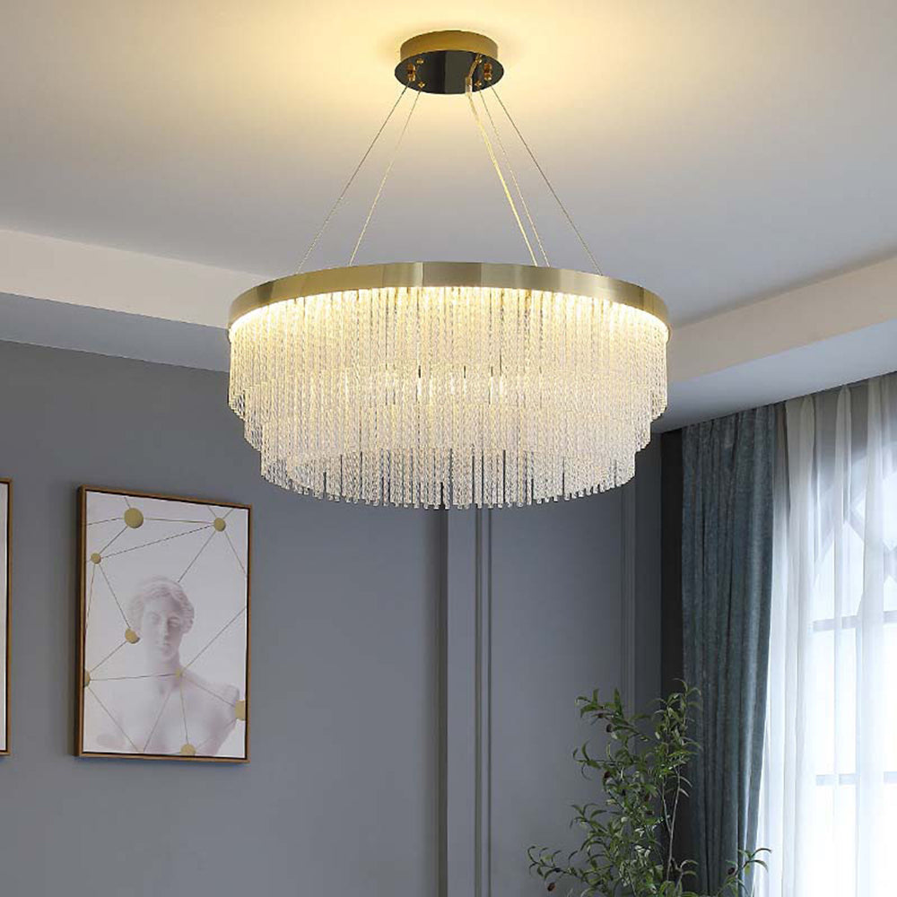 Pendant Light Crystal Gold Spiral for Living Room Ambience