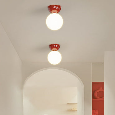 Warm White Bedroom Flush Mount Aurora Glass And Metal Ceiling Light