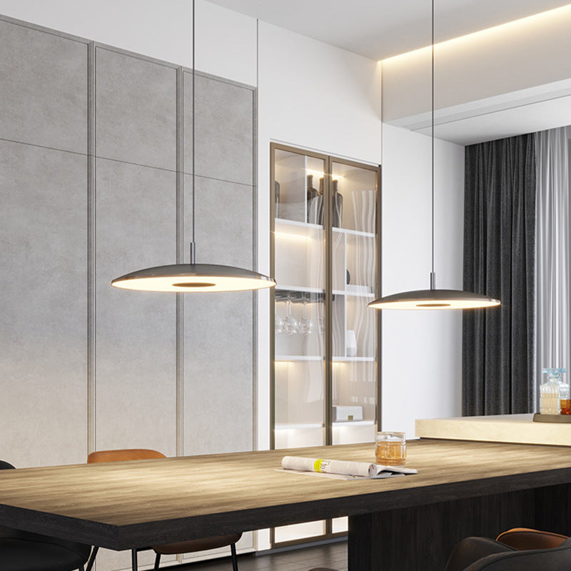 Dimmable Contemporary White Nickel Pendant Kitchen Light