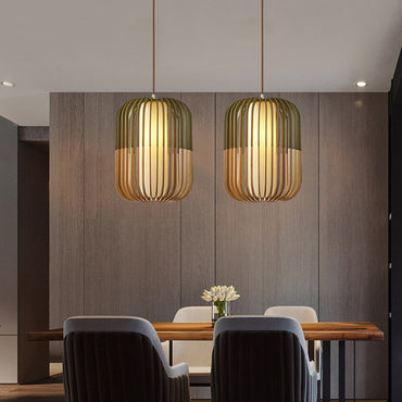 Adjustable Three Color Ambiance Wood Pendant Light