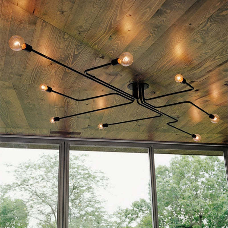 Industrial Modern Vintage Flush Mount Black Ceiling Light