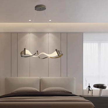 Elegant Wave Design Gold Metal Pendant Light