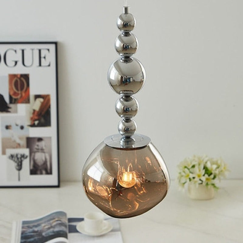 Ambient Glow Glass Shade Retro Chrome LED Pendant Light