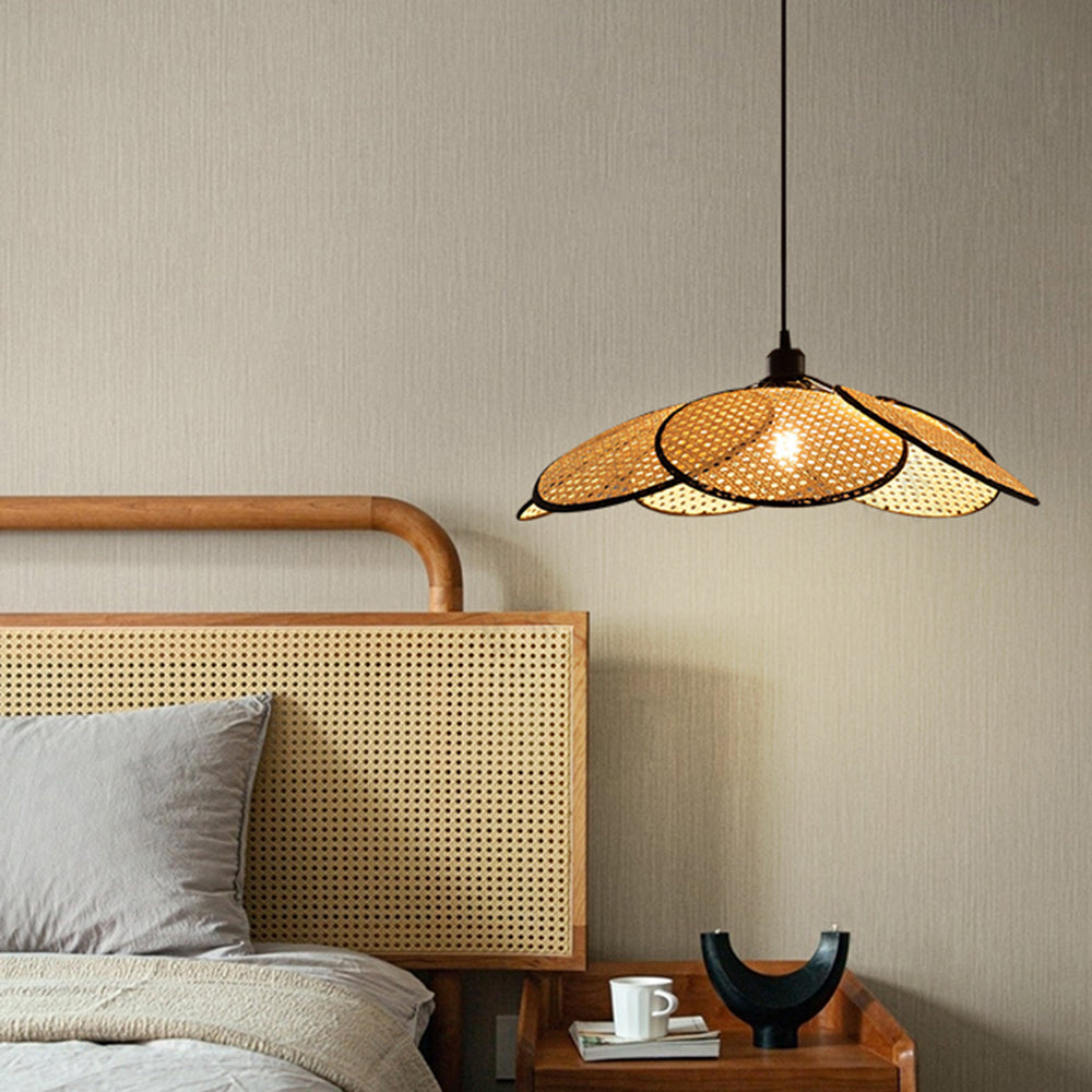 Natural Durable Pendant Light With Rattan Willow Weave