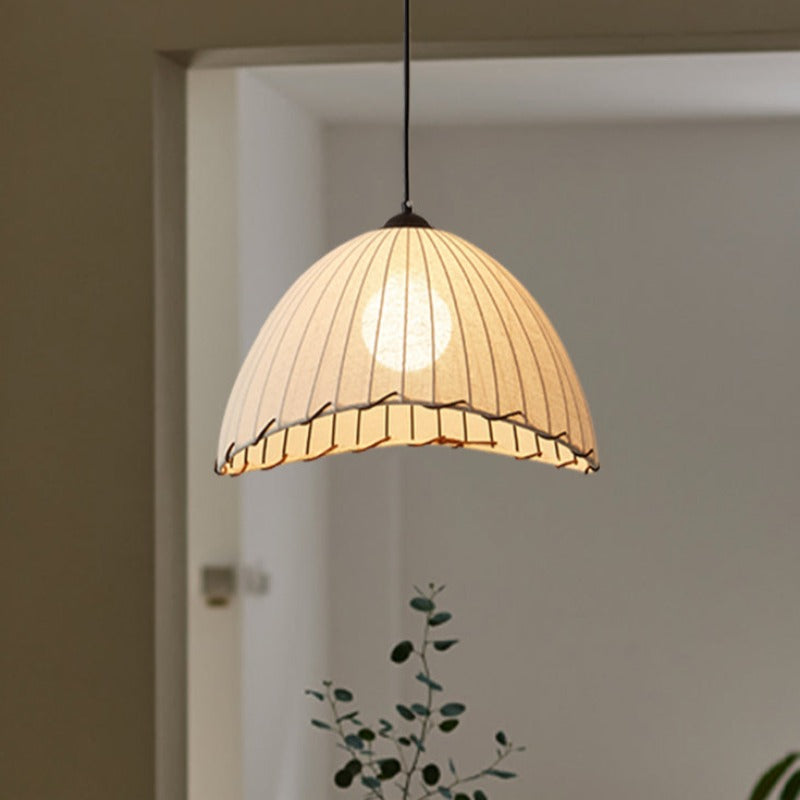 Yellow Fabric Shade Boho LED Pendant Light