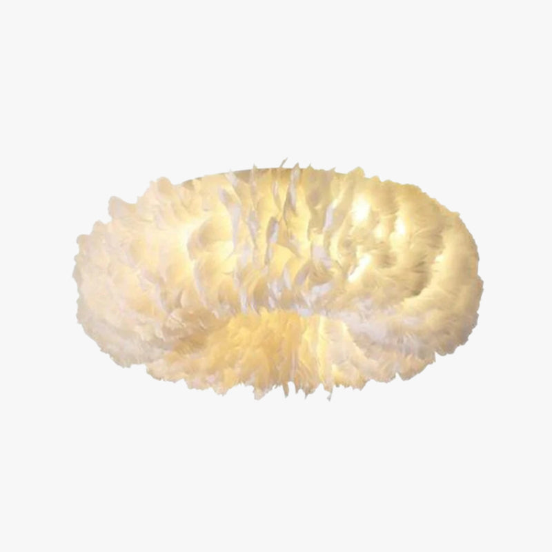 Round Flush Mount Ceiling Light Swan Feather