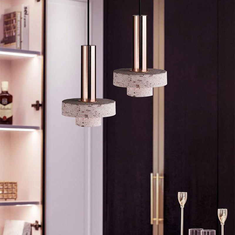 Art Deco Pendant Light With Terrazzo Accents And Colorful LED