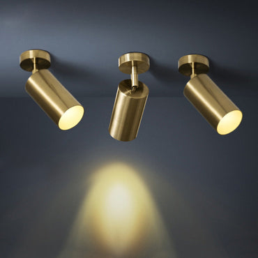 Metal Finish Flush Mount Ceiling Light Gold Cylinder Spotlight
