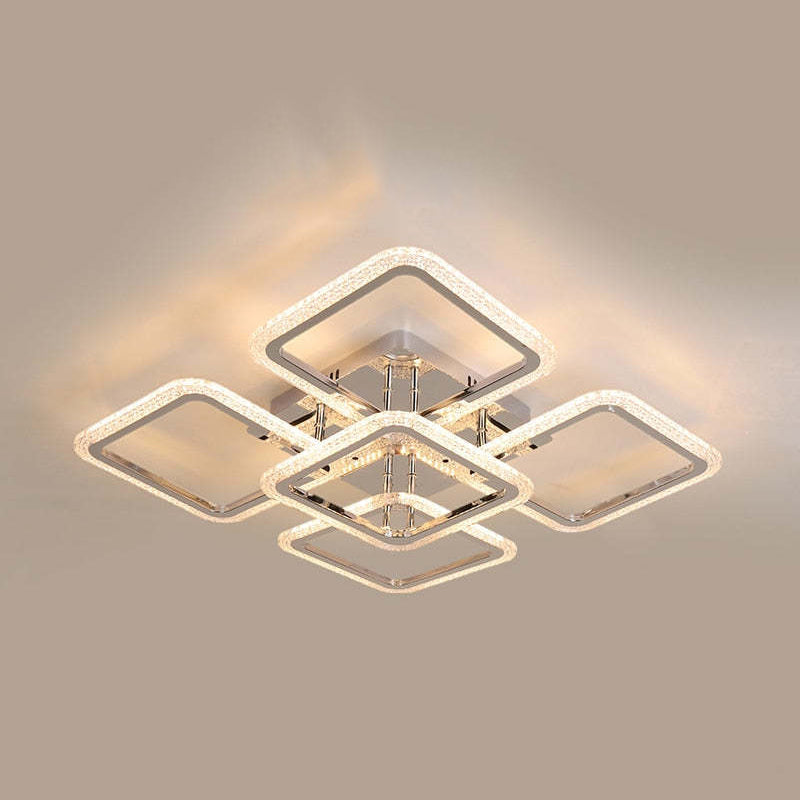 Acrylic And Metal LED Luxe Square Flush Mount Ceiling Light