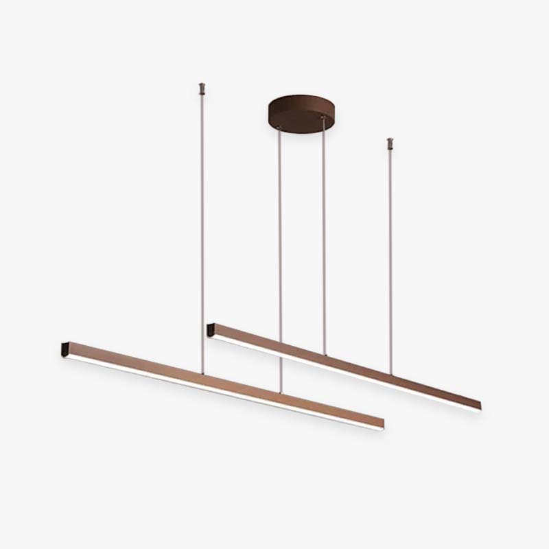 Soft Glow Minimalist Brown Double Linear Pendant Light