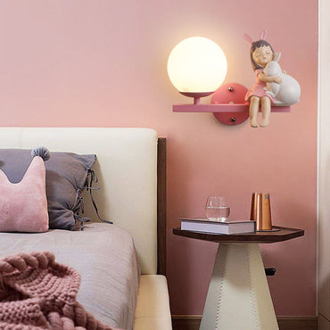 White and Pink Aria Glass and Metal Wall Light