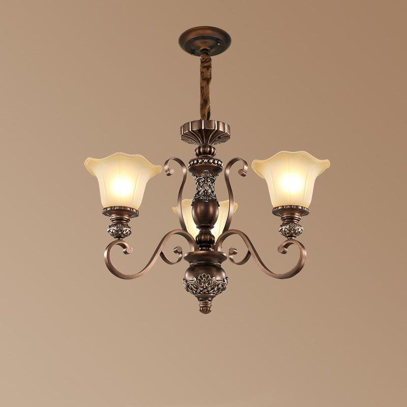 Soft Glow Pendant Light With Glass Floral Vintage and Metal