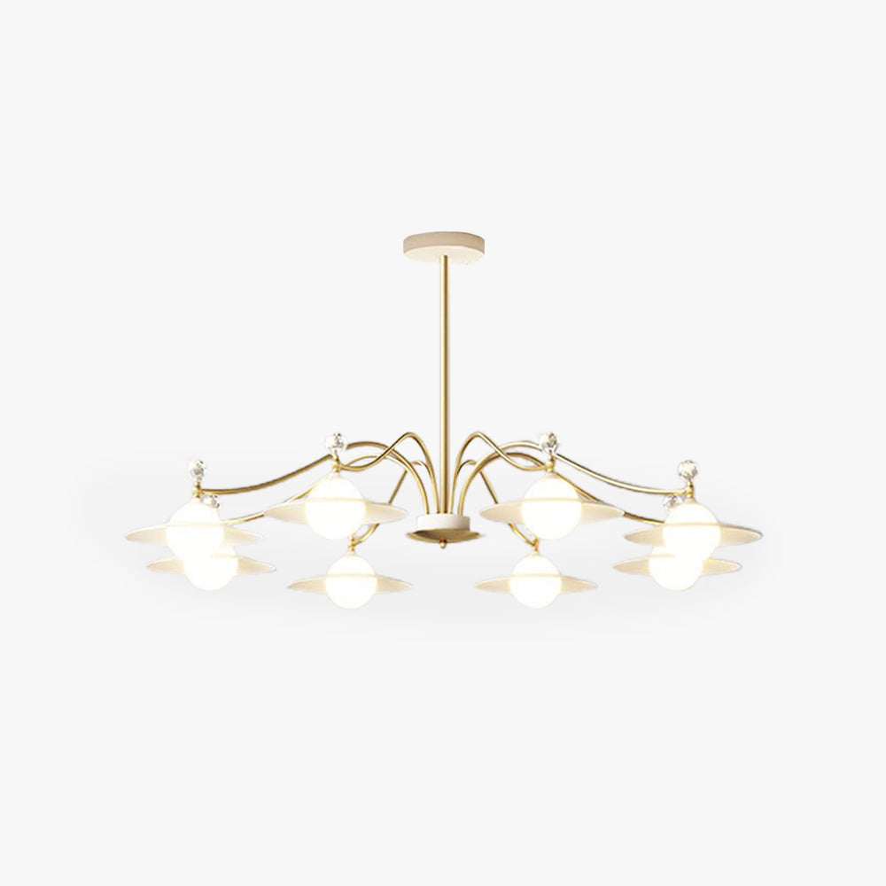 Warm White Glow Gold Glass Pendant Chandelier