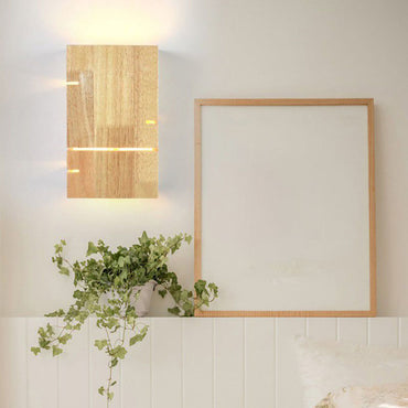 Wooden Minimalist Rectangular Wall Lamp for Bedroom and Bedside