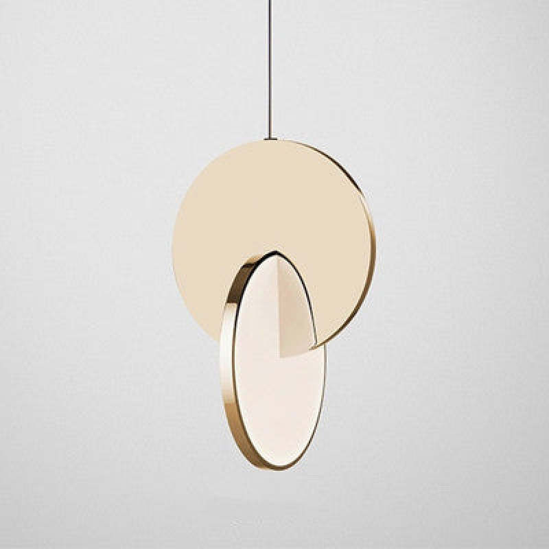 Pendant Light Disc in Gold and Silver with Soft Warm Glow