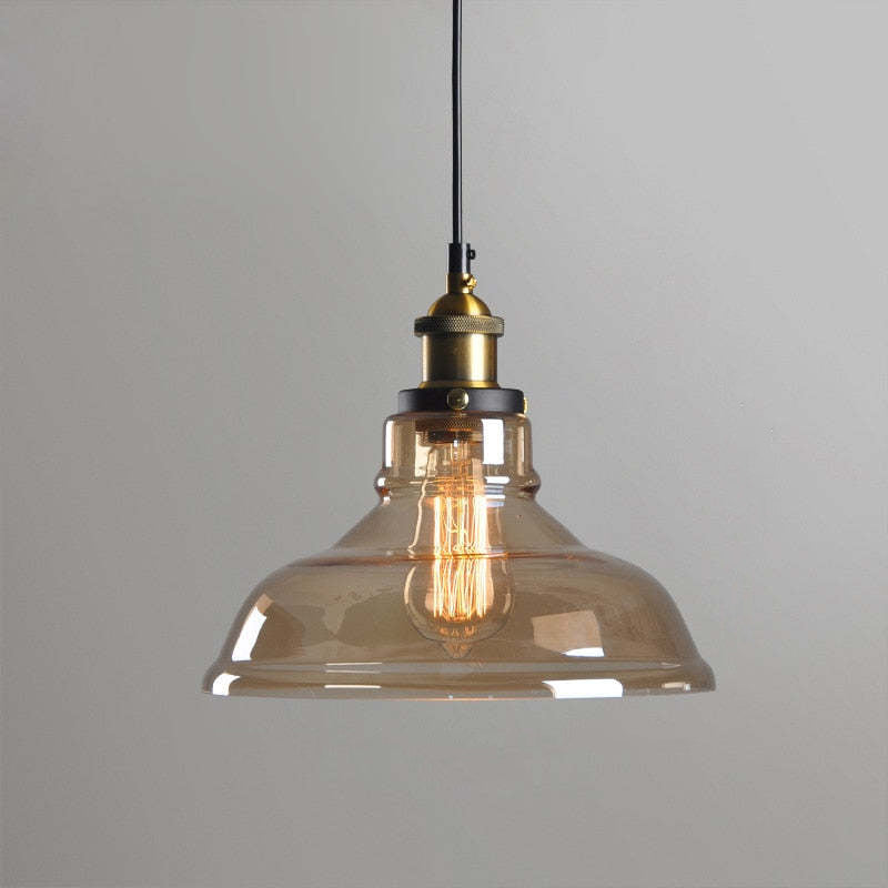 Adjustable Cord Industrial Glass Pendant Light