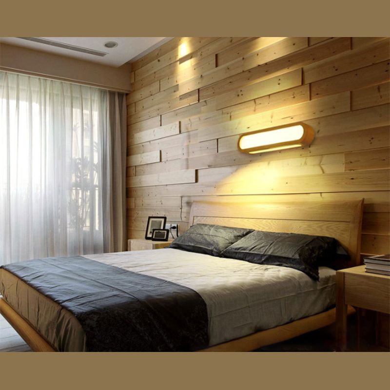 Warm White Light Energy Saving Rectangular Wooden Wall Lamp