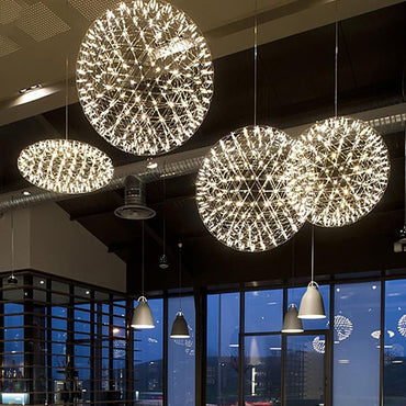 Pendant Light With Firework Shade And Art Deco Orbit For Ambient Glow