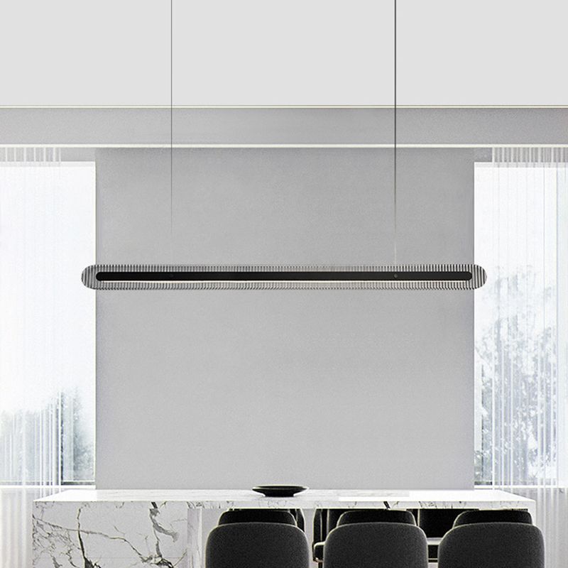 Minimalist Living Room Black Metal Linear Pendant Light