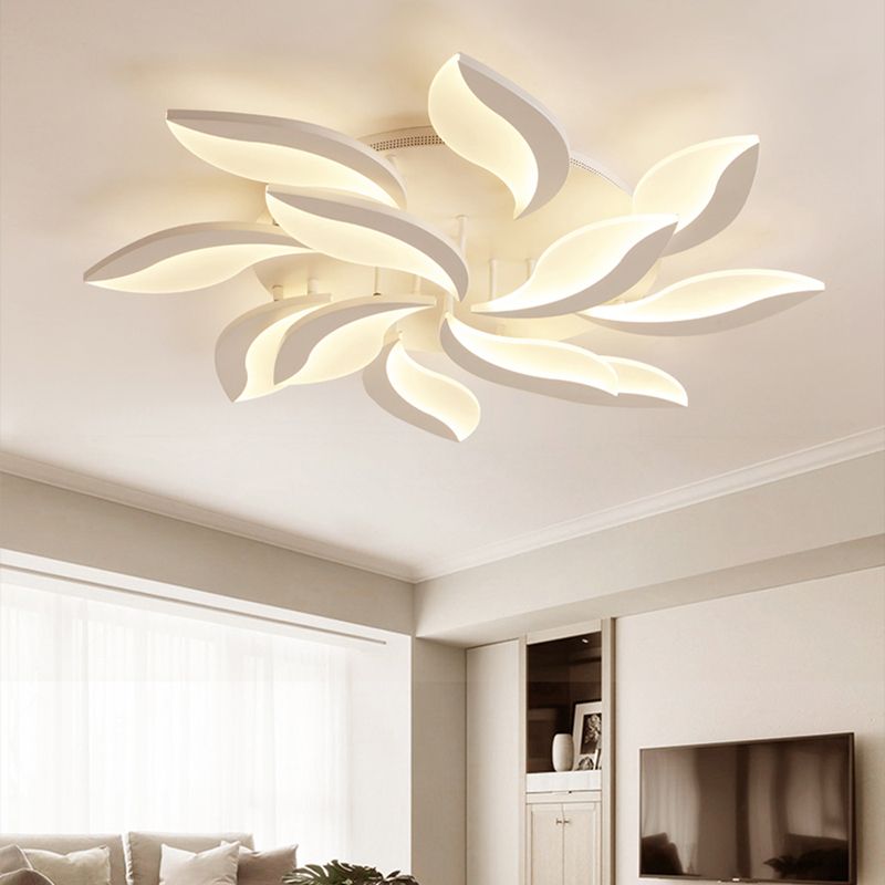 Living Room Ceiling Light Mount Flush Acrylic Deco Art Floral White