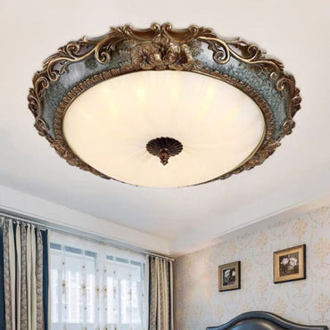 Flush Mount Antique Brass Resin Medieval Inspired Ceiling Light