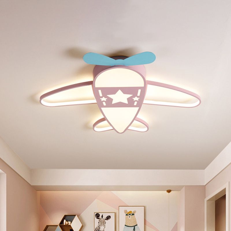 Metal And Acrylic Airplane Shaped Flush Mount Ceiling Light