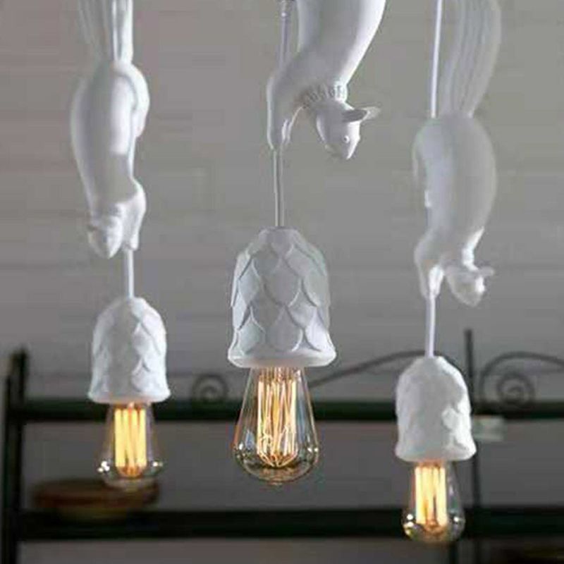 Resin Squirrel Pinecone Pendant Light For Dining Ambiance