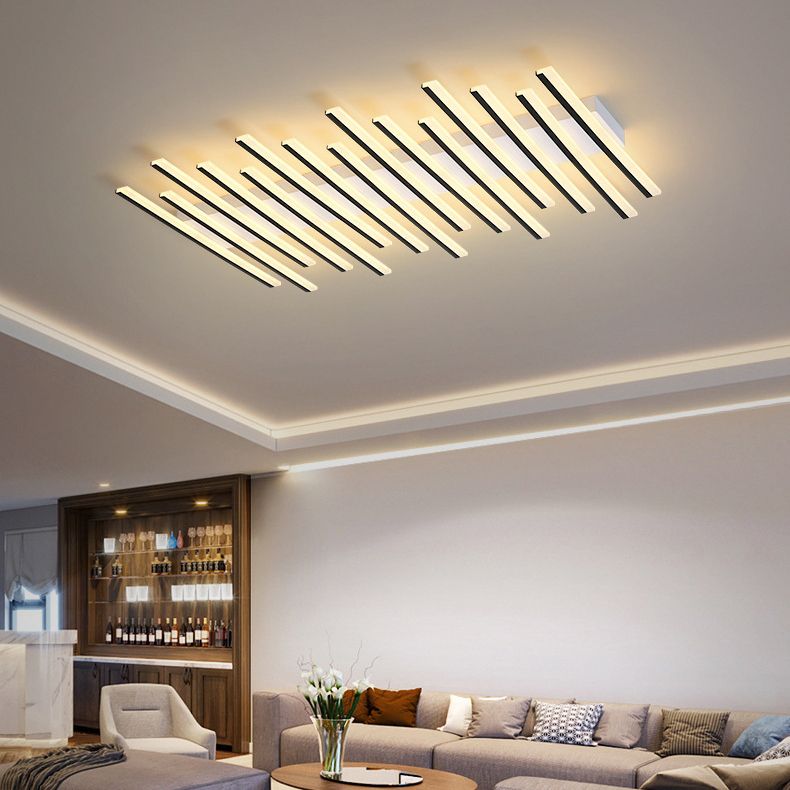 Black Modern Linear Wave Flush Mount Ceiling Light Arisha