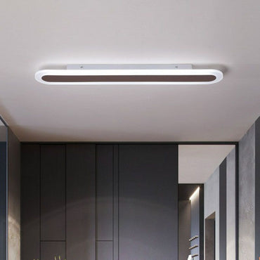 Minimalist Oval LED Flush Mount Ceiling Light With Coffee And White Finish