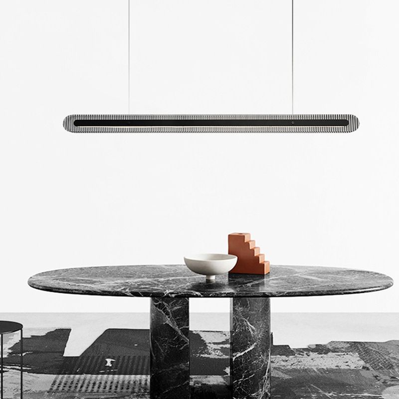 Minimalist Living Room Black Metal Linear Pendant Light