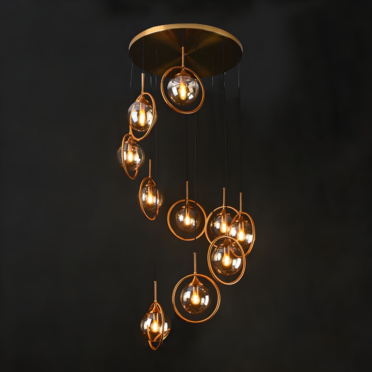 Spiral Ambient Glass Pendant Lamp for Staircase