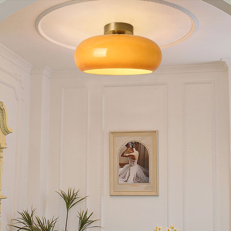 White Or Orange Finish Aurora Glass Flush Mount Ceiling Light