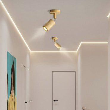 Walnut Wood Finish Adjustable LED Ceiling Spotlight