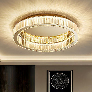 Gold Flush Mount Ceiling Light Aurora Circular Crystal Art Deco