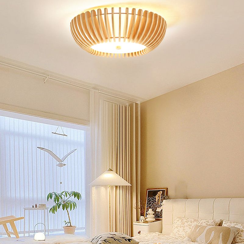 Round LED Ceiling Light in Aurora Wood and Acrylic