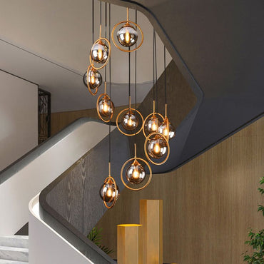Spiral Ambient Glass Pendant Lamp for Staircase