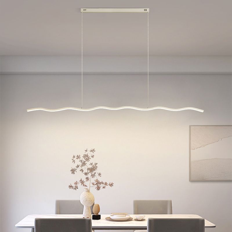 Modern Black And White Linear Wave Pendant Light
