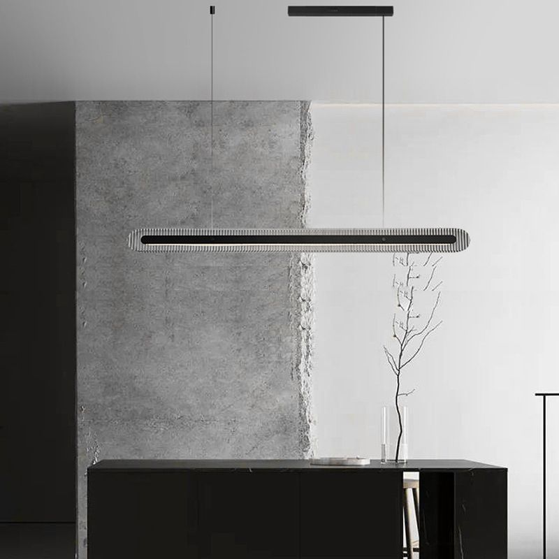 Minimalist Living Room Black Metal Linear Pendant Light