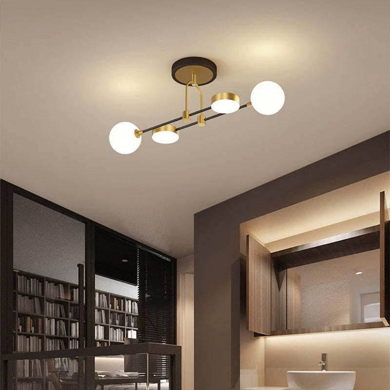 Metal And Glass Round Ceiling Light Premium