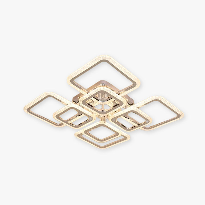 Acrylic And Metal LED Luxe Square Flush Mount Ceiling Light