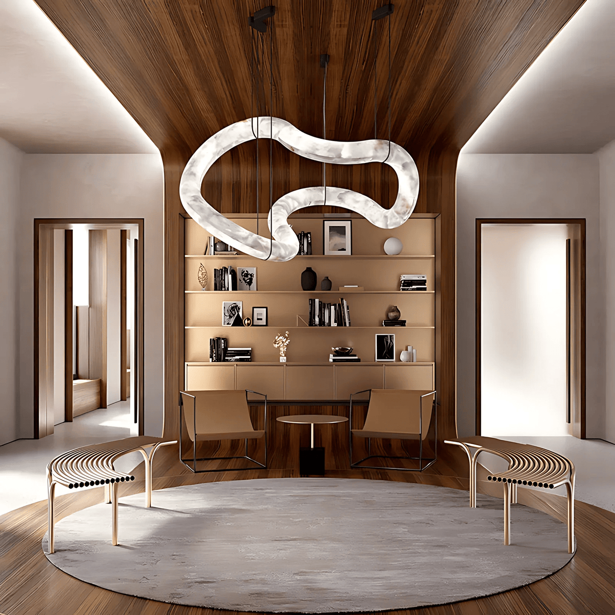 Integrated LED Pendant Alabaster Lamp With
