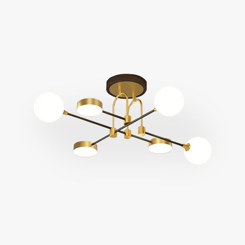 Metal And Glass Round Ceiling Light Premium