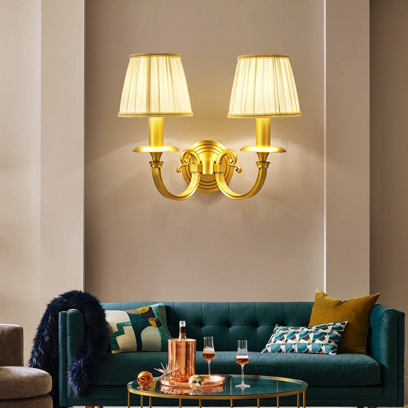 Metal and Fabric Finish Hardwired LED Wall Lamp for Living Room