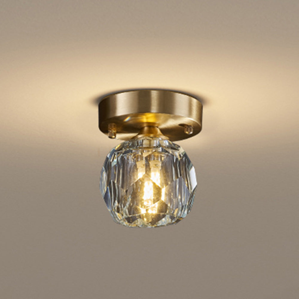 Gold Finish Aurora Luxe Metal Diamond Mount Flush Ceiling Light
