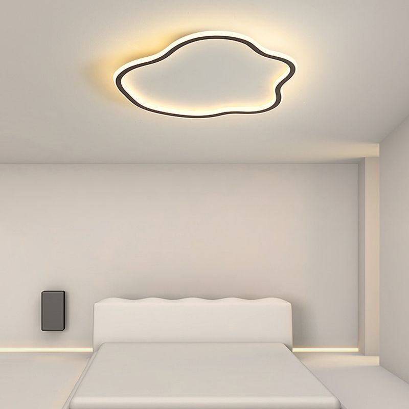 Contemporary Metal Flush Mount Ceiling Light White And Black NovaGlow